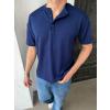 DÜĞME DETAYLI OYSHO KUMAŞ TSHİRT LACİVERT