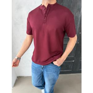 DÜĞME DETAYLI OYSHO KUMAŞ TSHİRT BORDO