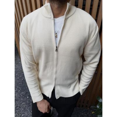 Çift Fermuarlı Çelik Örme Hırka