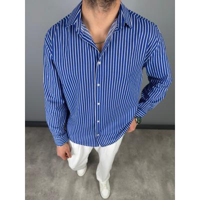 Pamuk Örme Çizgili Uzun Kollu Gömlek 